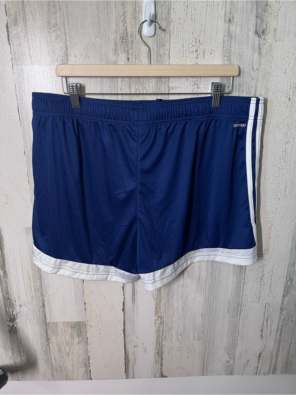 adidas Navy Athletic Shorts with White Three-Stripe Detail 2X nwt - Picture 2 of 9